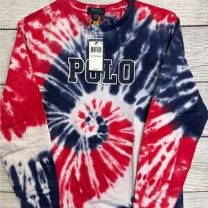 Polo Ralph Lauren Americana Tie-Dye Red White Blue Terry Sweatshirt Youth XL